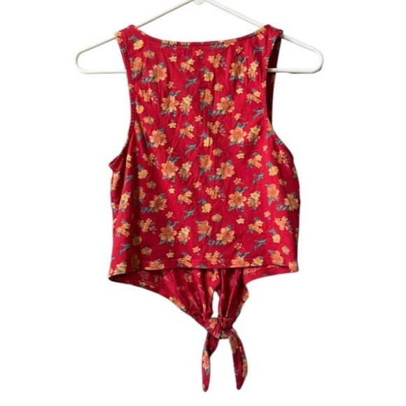 American Eagle Cropped Tie Top Button Front Floral Boho Women's Size Small - Picture 2 of 13